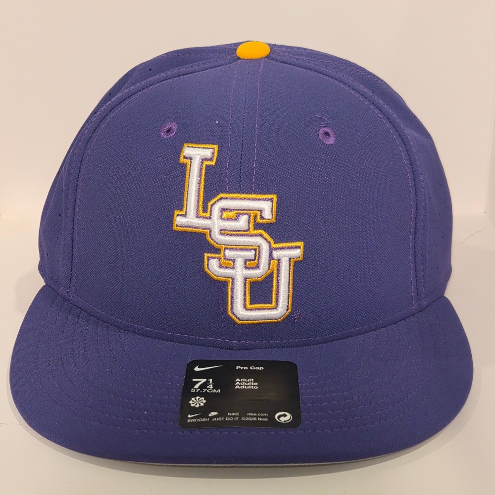 LSU Tigers Nike True Performance Dri-FIT Fitted Hat 7 1/4 Purple Pro Cap NEW